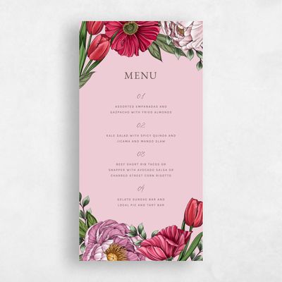 Cotton Candy Pink Wedding Menu - Granger