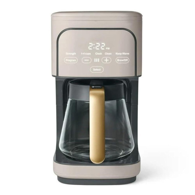 Wonderful Programmable 14-Cup Drip Coffee Maker with Touch-Activated Display and Reusable Filter for Hot Coffee Brewing Pause & Serve, Reusable Gold Filter Keep Warm 4H (Porcini Taupe)