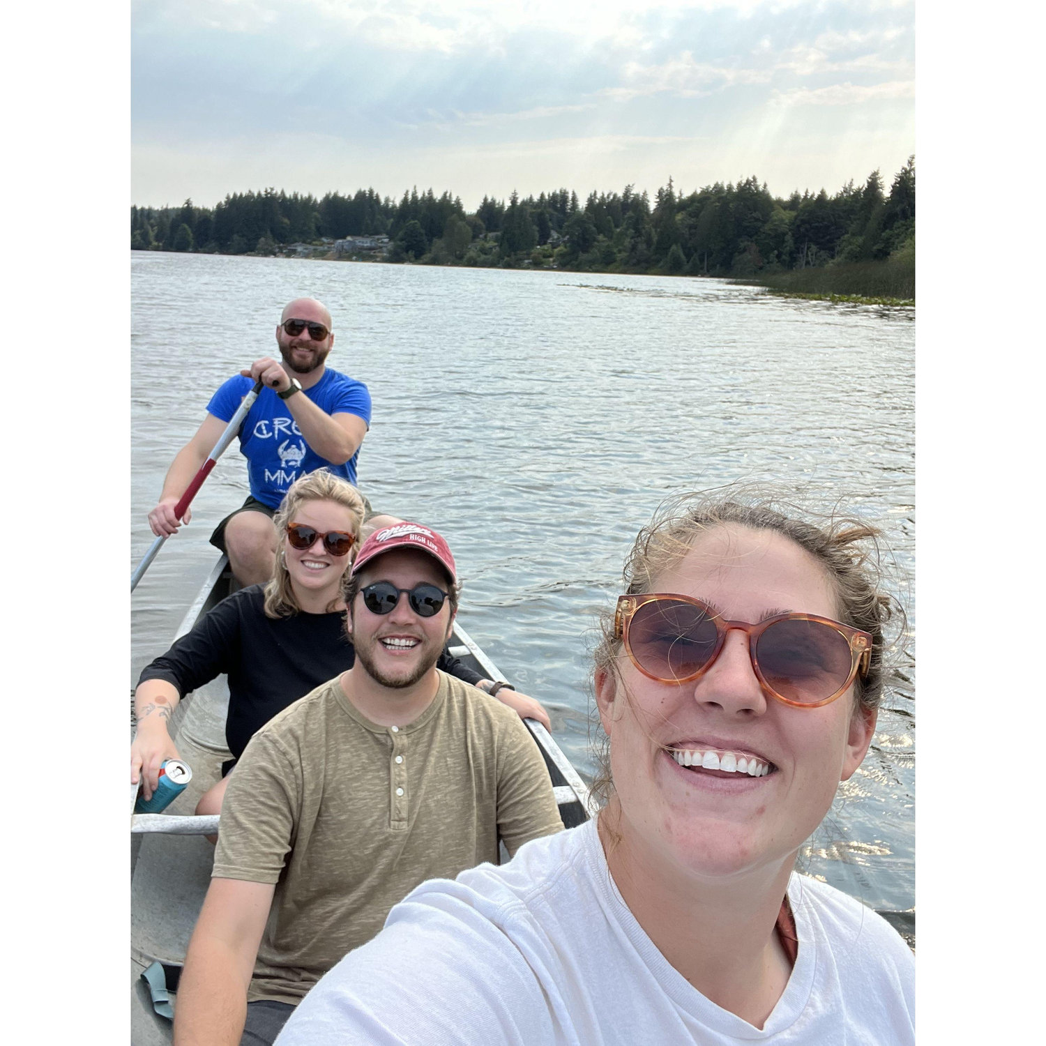 Canoeing on Long Lake in WA with friends, Rachael and Bobby. August, 2023