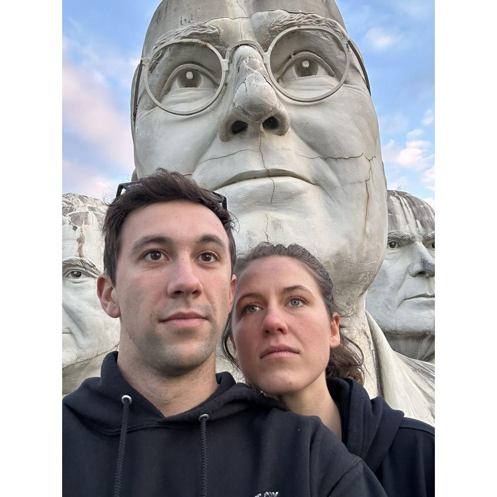 3 identical statues...or Ellie, Donovan, and a scary gigantic sculpture of President Harry S. Truman?