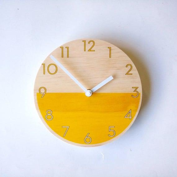 Objectify Demi Yellow Wall Clock With Neutra Numerals, 11 in