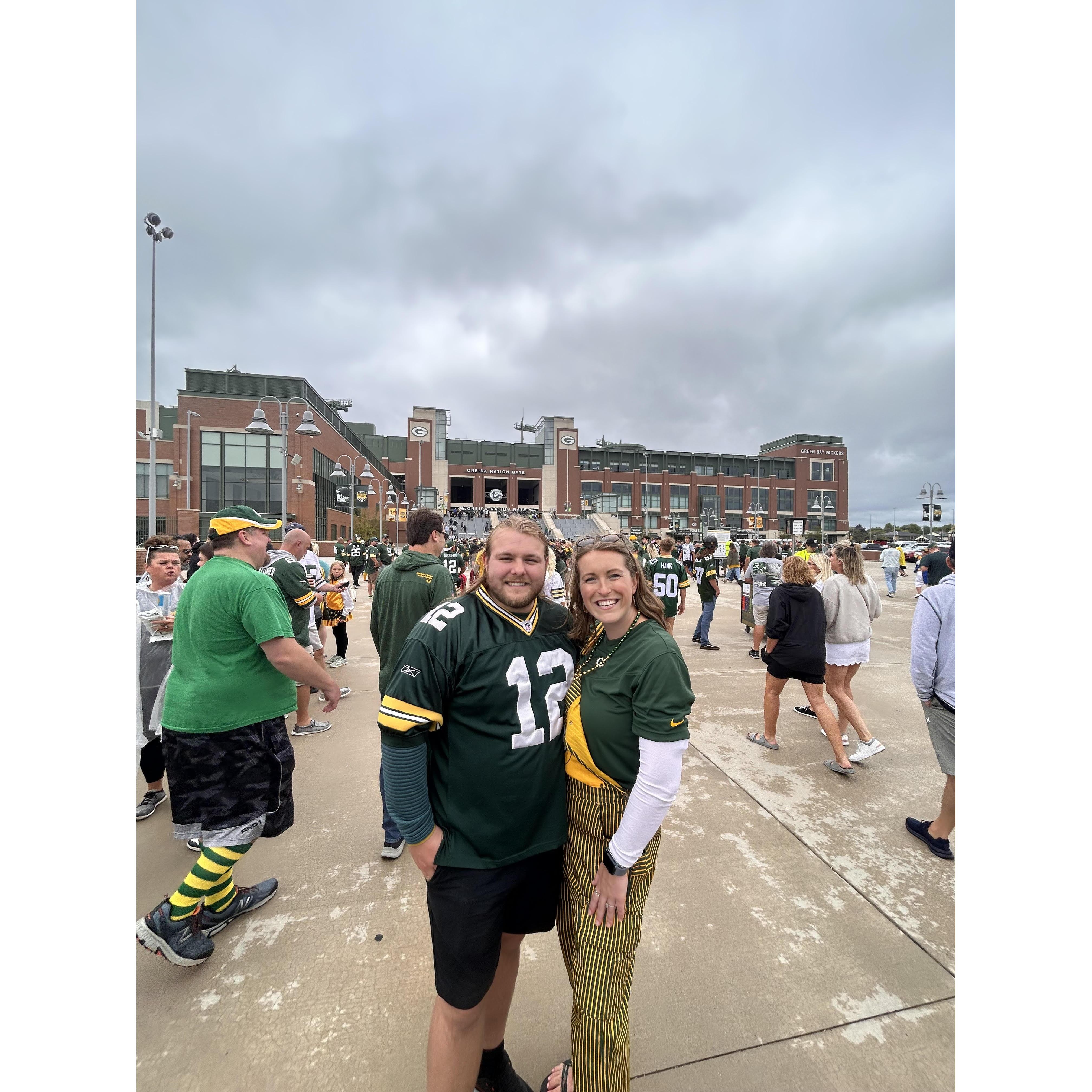 August 2023 - Brian's first Packers game! GO PACK GO!