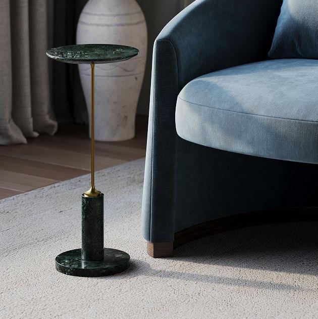 Vaughn Marble Drink Table (8.5") - Green, 9"