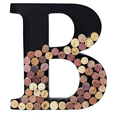 Metal Wine Cork Holder Monogram Decorative Wall Letter (B)