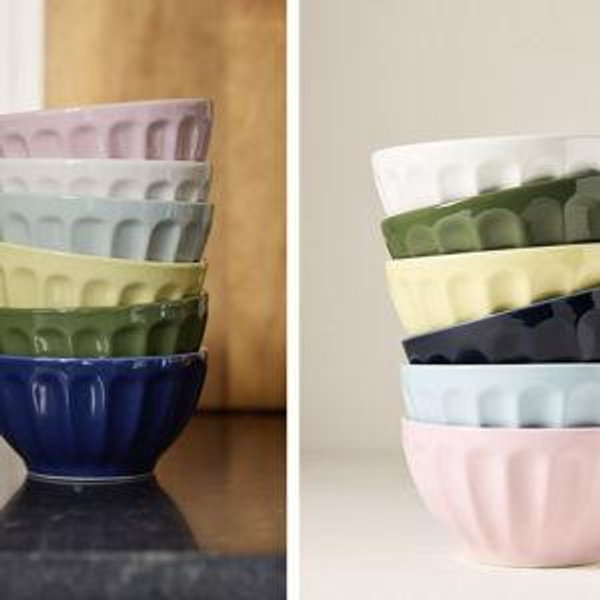 The Latte Stoneware Cereal Bowls, Assorted Set of 6: Amelie Edition