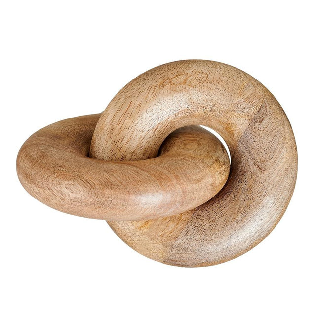 Housewarming Gifts Set of 2 Table Decor Knot Coffee Table Decor Home Console Center Decor - Book Shelf Decor Accents Living Room Wood Knot Decor Chain Link Decor - Wedding Gift Ideas (NATURAL WOOD)