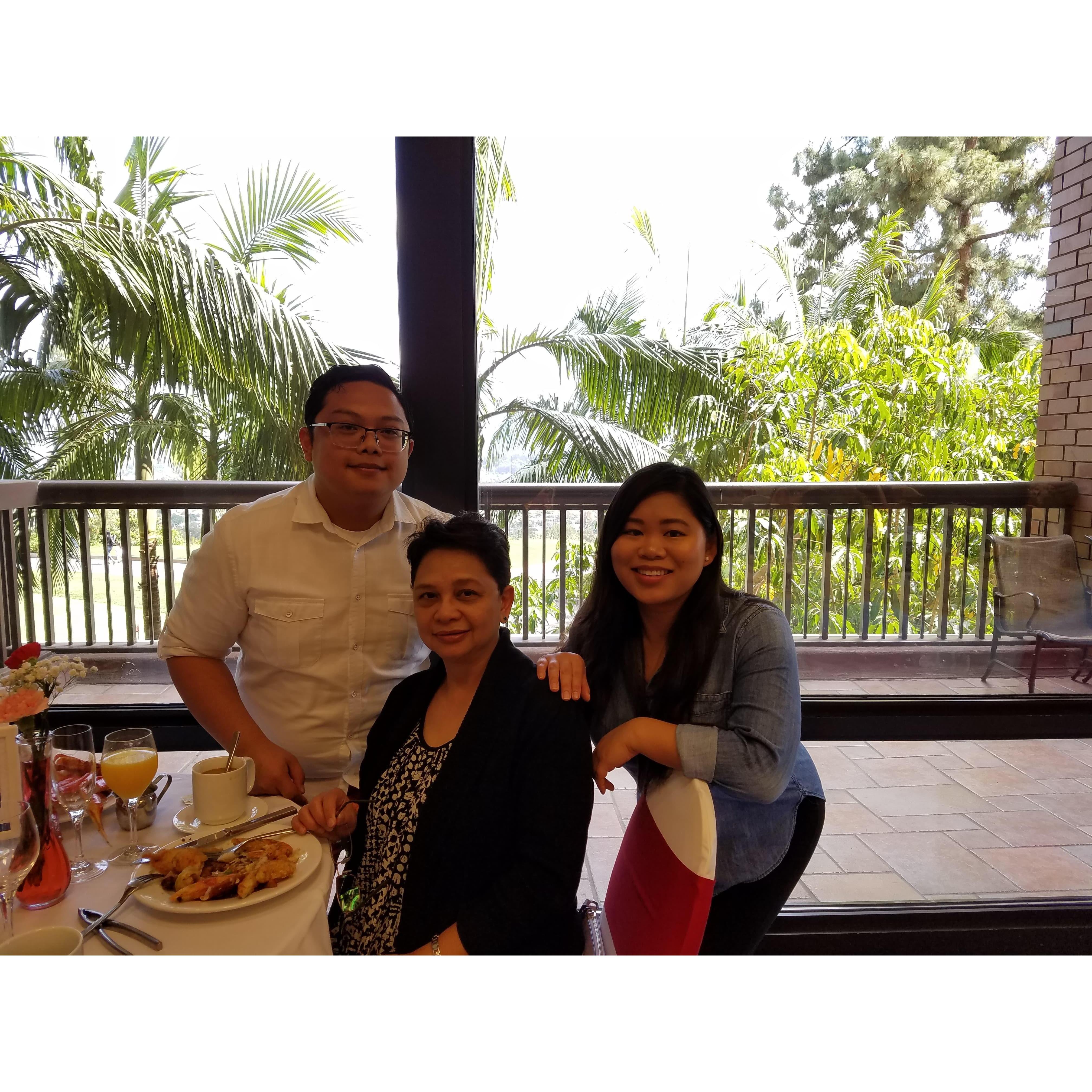 Jan, Criselda, and Kalia celebrating Mother's Day at Cima Buffet