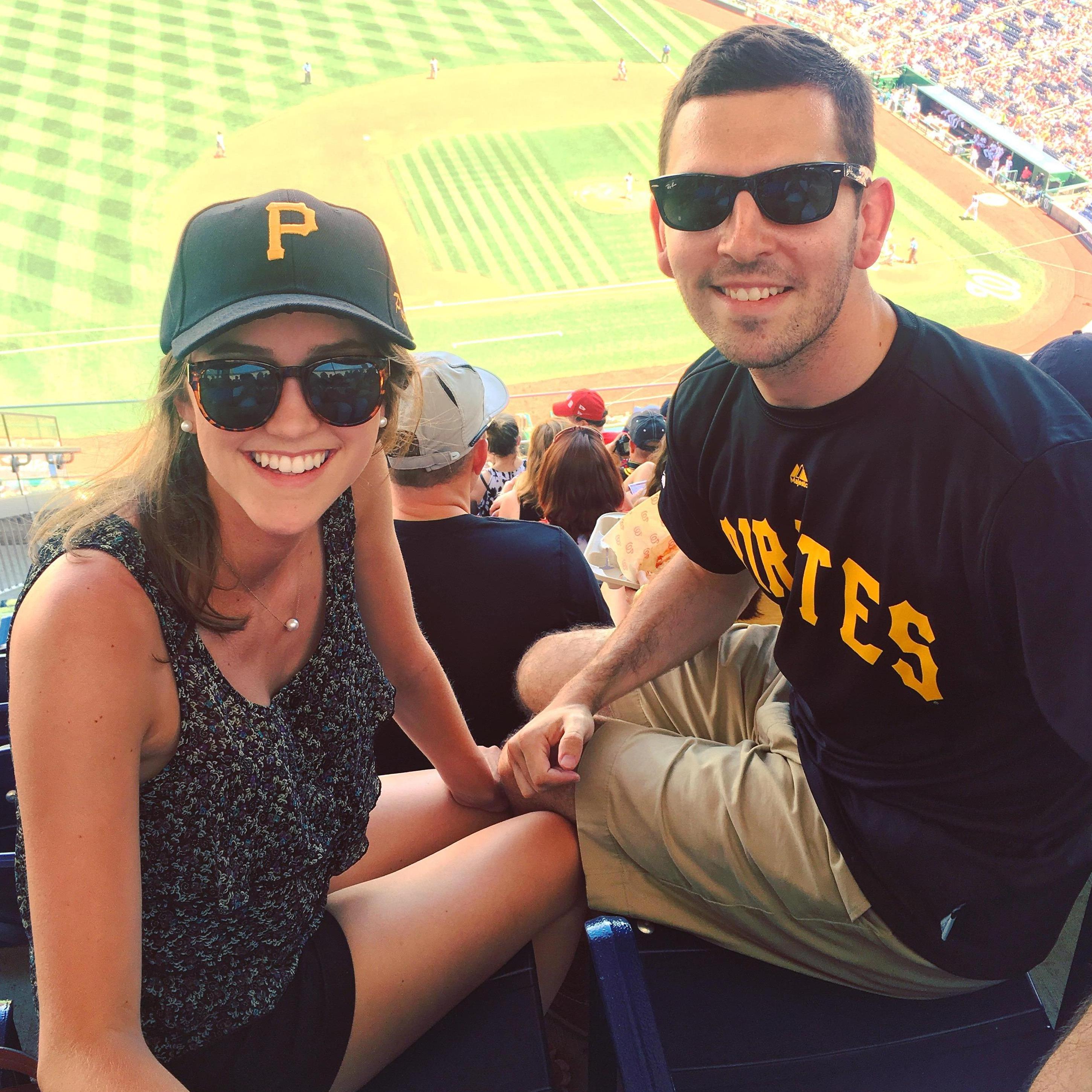 Alex encouraging Amanda to root for the Pittsburgh Pirates. :)