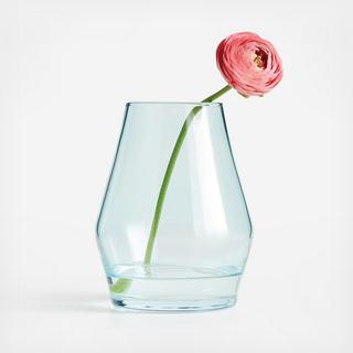 Blue Laurel Angled Glass Vase