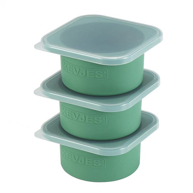 KEVJES PLUS-Large 1000ml Pizza Dough Proofing Boxes for DIY Artisan Pizza, Food Grade Silicone Stackable Containers with Lids, Sturdy Reinforced Steel. Freezer, Fridge, Dishwasher Safe (3Green Plus)