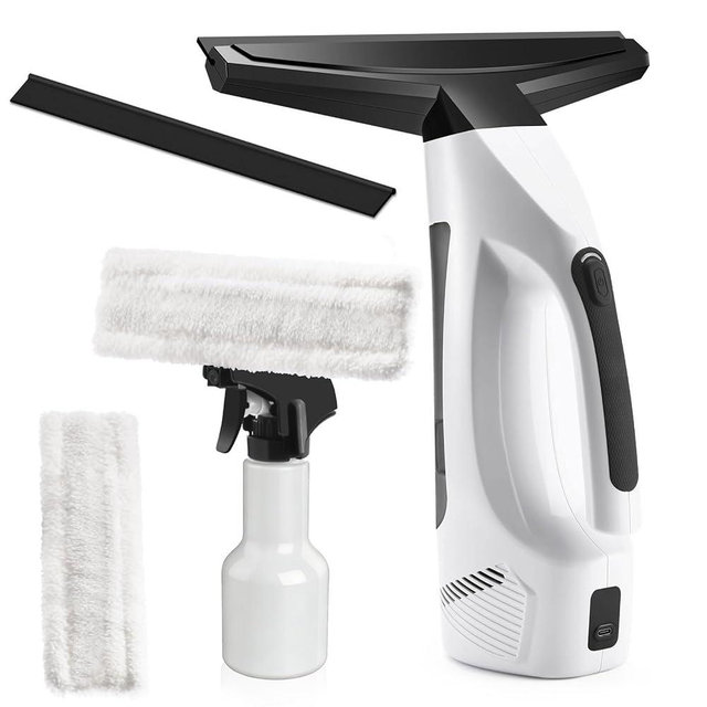 Window Vacuum Squeegee Cordless, Handheld Window Vac with Multi-Purpose Spray Bottle & Microfiber Cloth, Electric Cleaning Tool for Windows, Mirror, Countertop