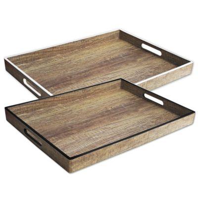 American Atelier Poplar Finish Rectangular Tray with Rim