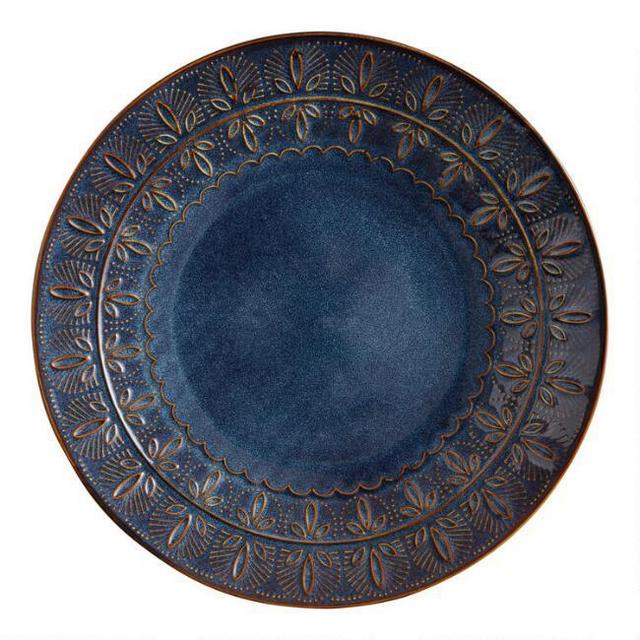 Indigo Blue Embossed Willow Dinner Plate