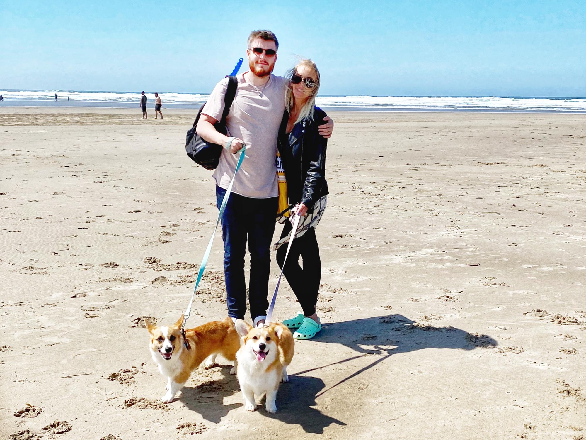 First beach trip with both pups.