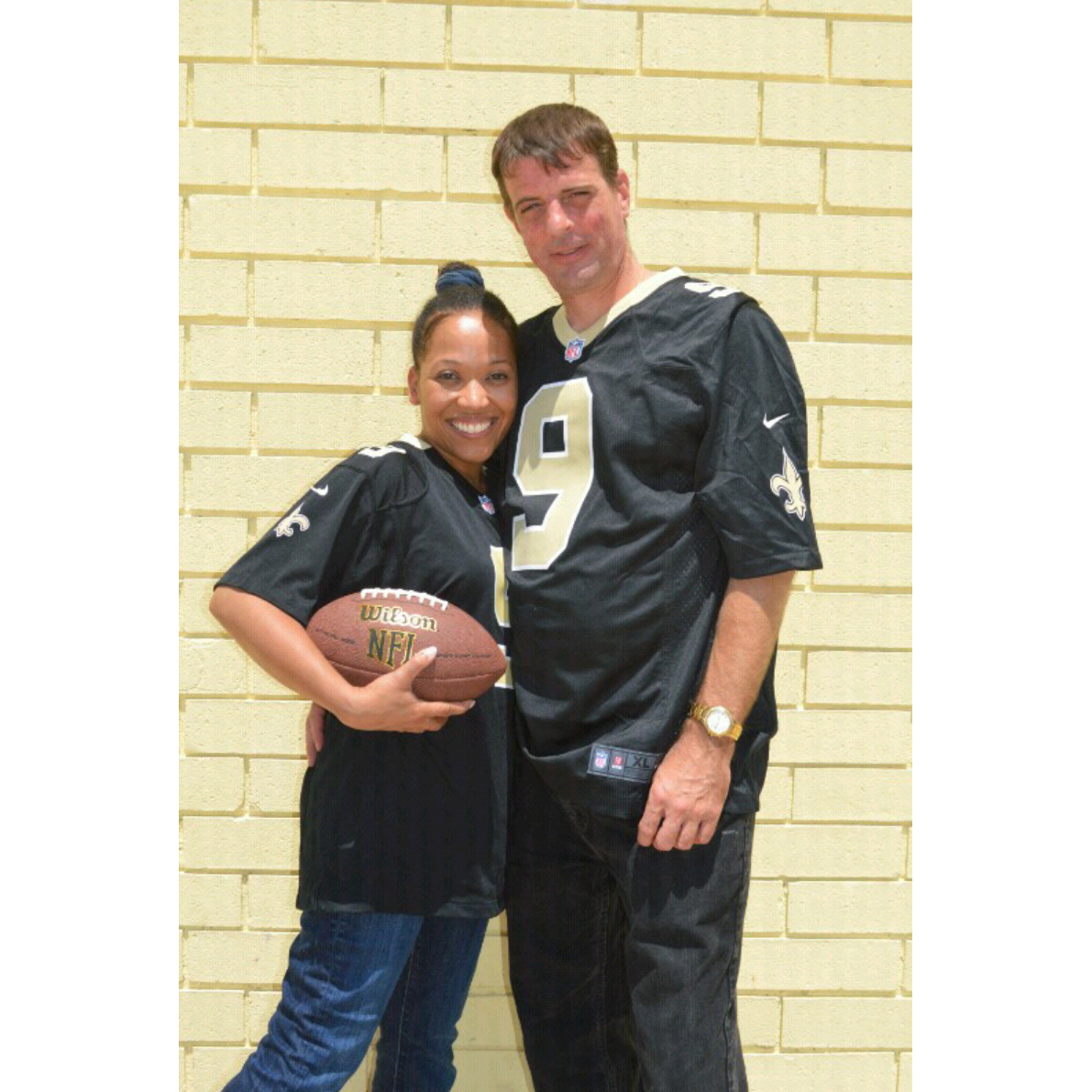 Richard and Carol noticed and gave us matching Saints jerseys!