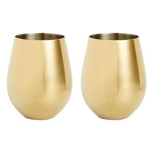 Belmont Set of 2 Gold Stemless Wine Glasses