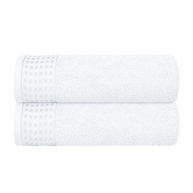 GLAMBURG 100% Cotton 2 Pack Oversized Bath Towel Set 28x55 Inches, Ultra Soft Highly Absorbant Compact Quickdry & Lightweight Large Bath Towels, Ideal for Gym Travel Camp Pool - White