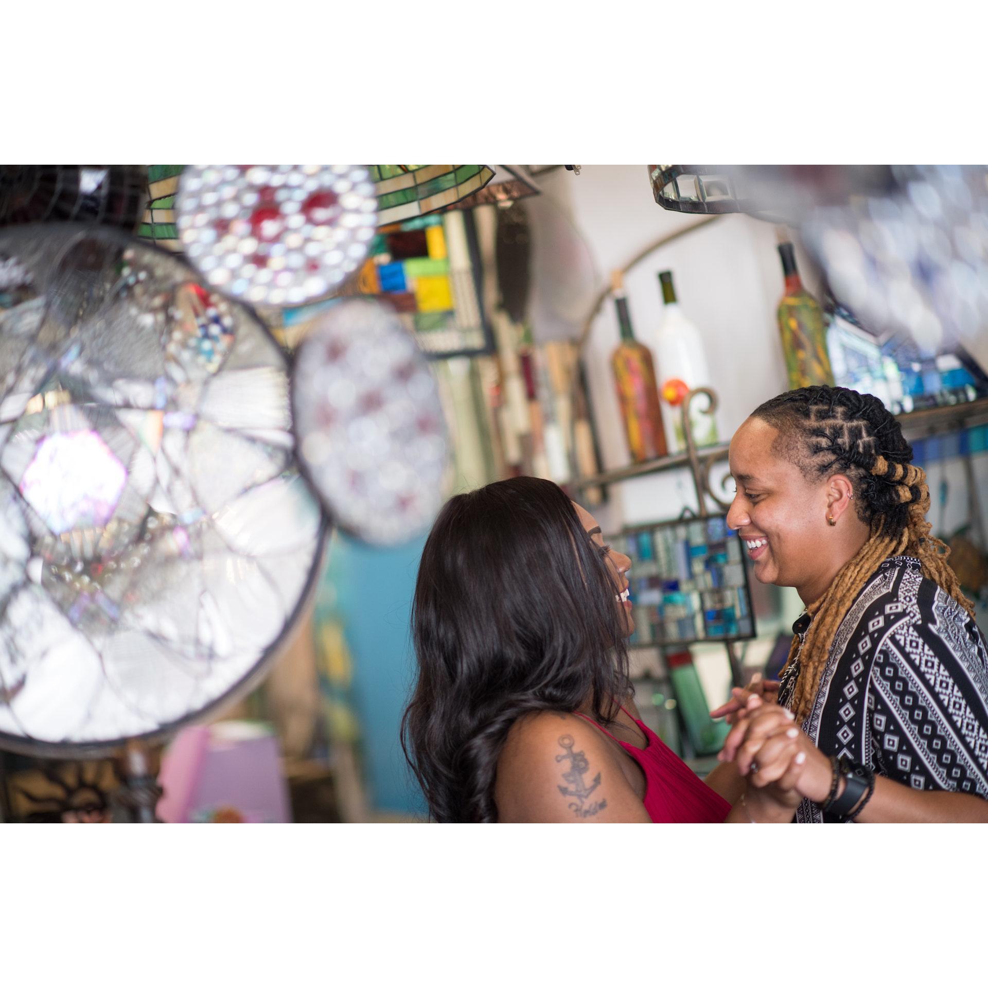 Dancing in a Mexican glass store :)