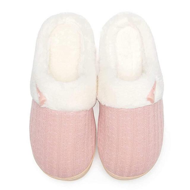 NineCiFun Women's Slip on Fuzzy Slippers Memory Foam House Slippers Outdoor Indoor Warm Plush Bedroom Shoes Scuff with Fur Lining