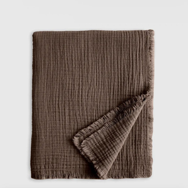 Organic Airy Gauze Throw - Chocolate