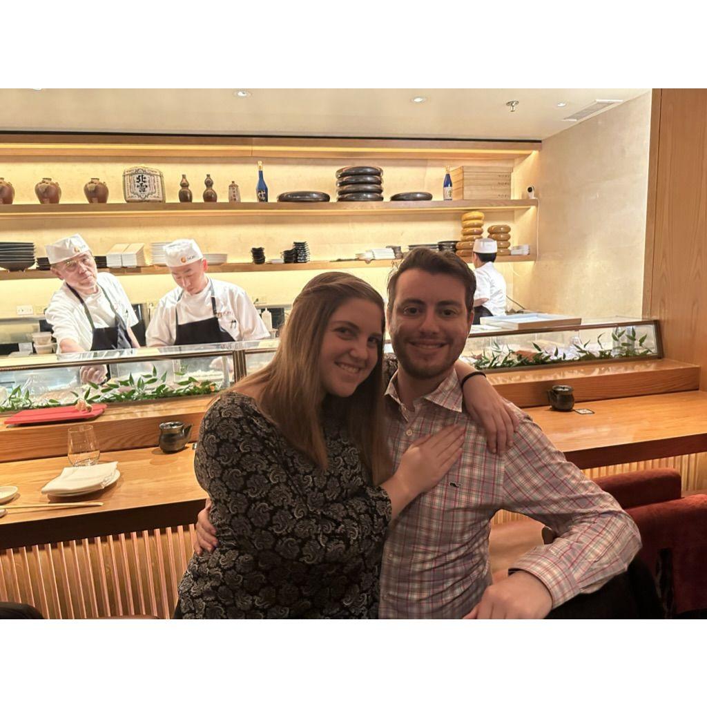 We enjoy trying food together. Our second anniversary at the same restaurant we went to for Elana's first birthday together.