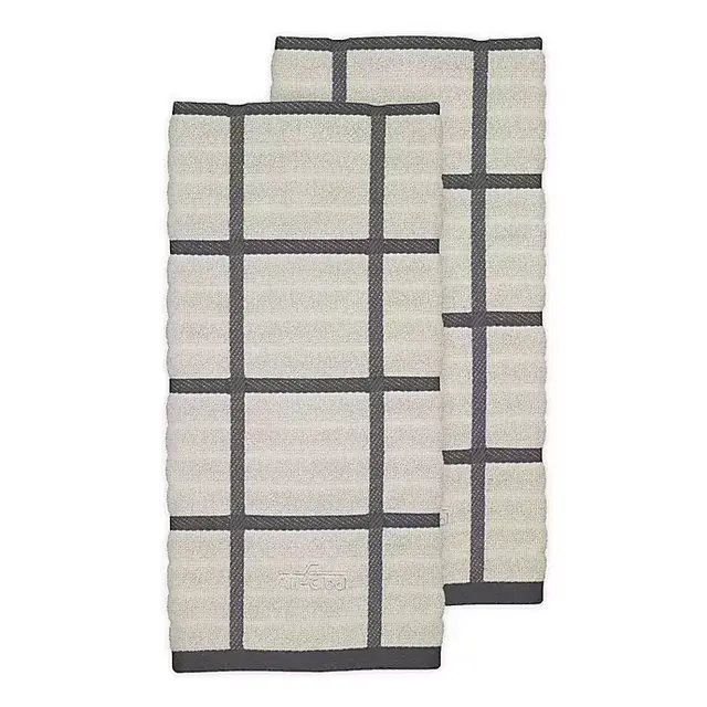 All-Clad Plaid Kitchen Towels in Pewter (Set of 2)