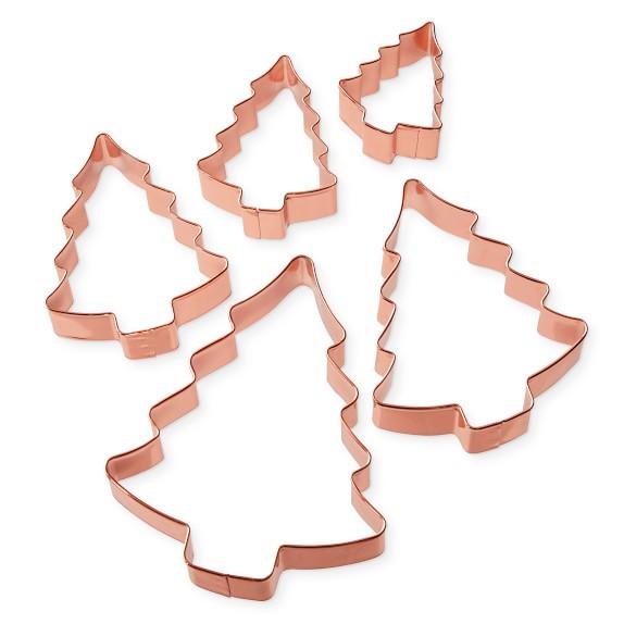 Williams-Sonoma Copper Tree Cookie Cutters on Ring, Set of 5