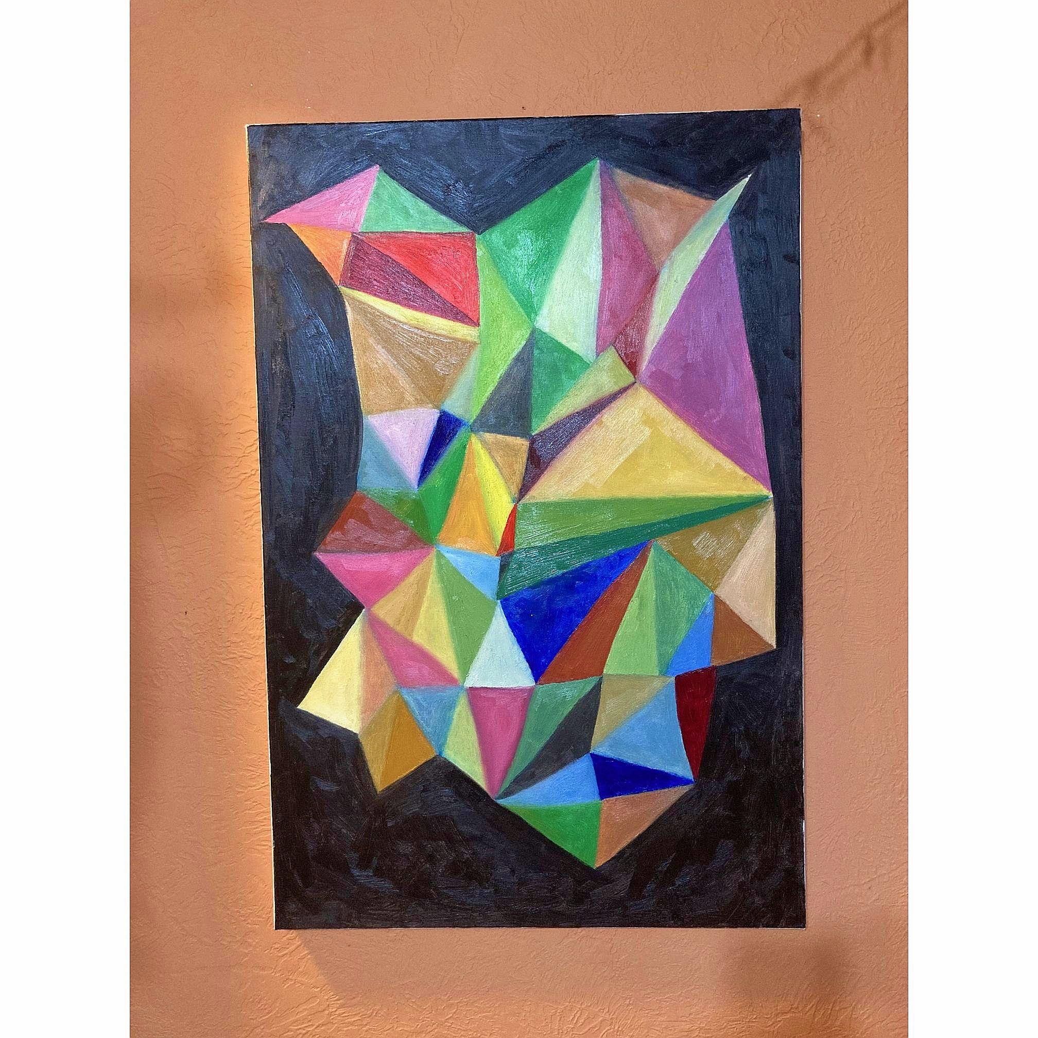 My second attempt at working with these shapes to represent my thoughts and feelings. This later became an underpainting for Into The Void