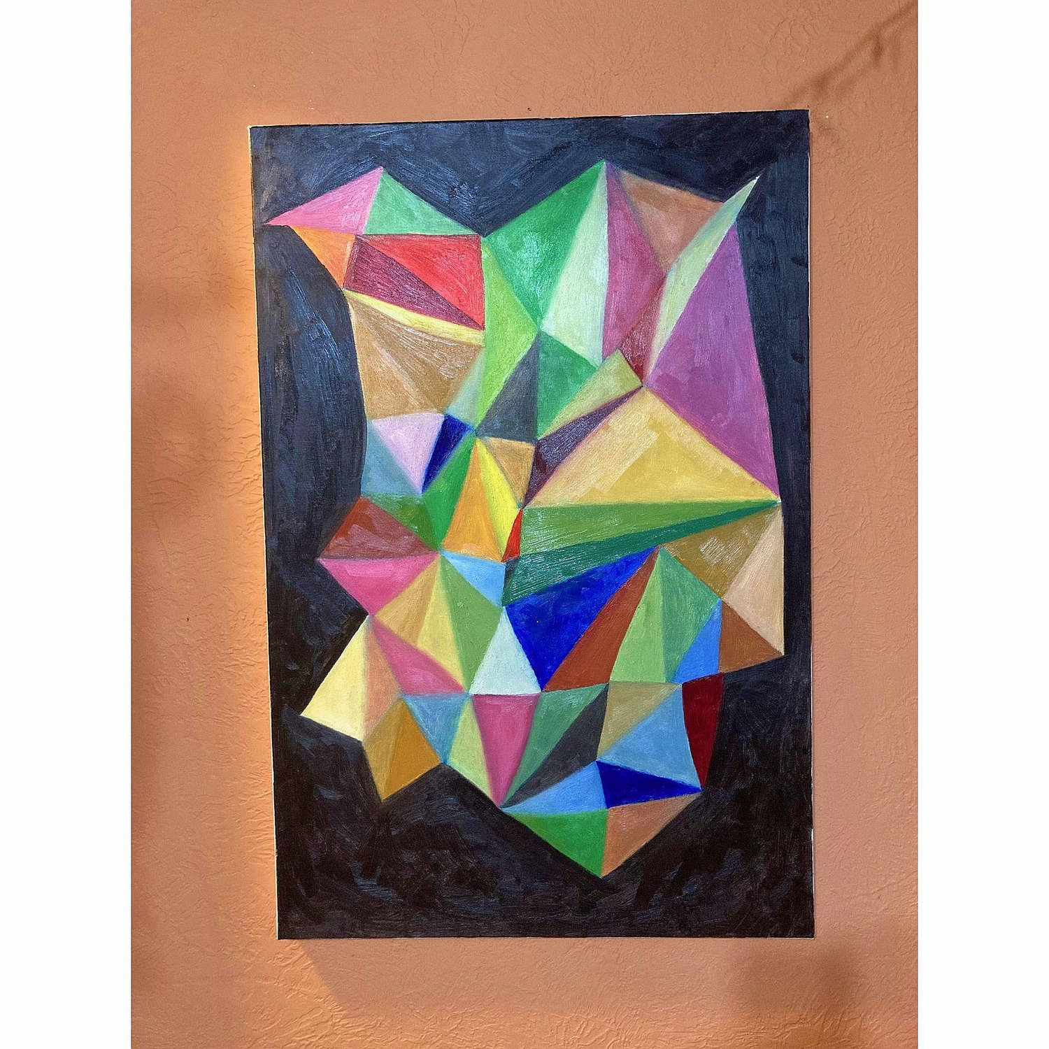 My second attempt at working with these shapes to represent my thoughts and feelings. This later became an underpainting for Into The Void