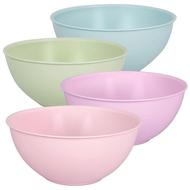 Greentainer 4-Piece Plastic Mixing Bowl Set, 113oz Lightweight Serving Bowls, Large Salad Bowls for Baking,Prepping, Cooking and Serving Food, Dishwasher & Microwave Safe