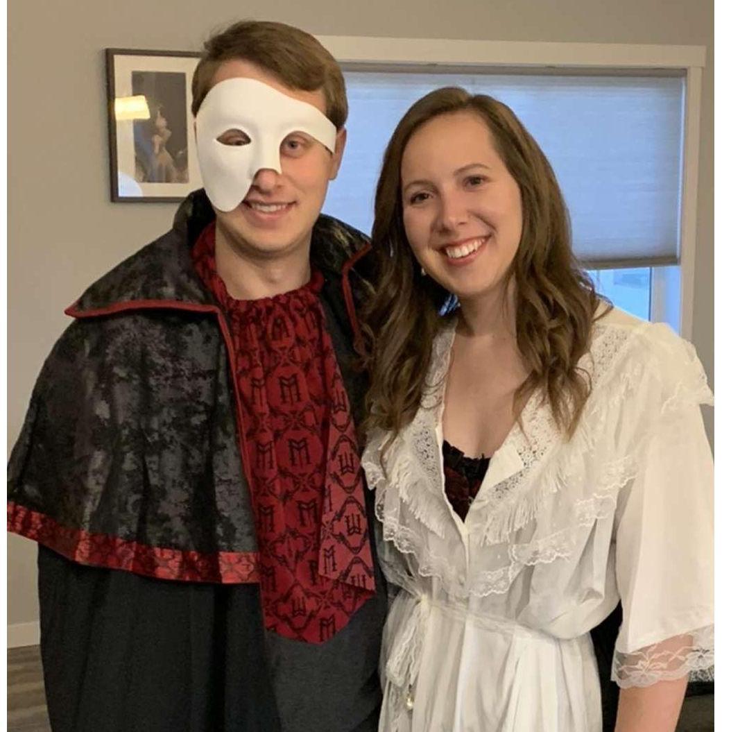 We hosted our first Halloween party in our new house as Christine Dae and The Phantom of the Opera. Jon even watched the movie to prepare (not that he was given a choice).