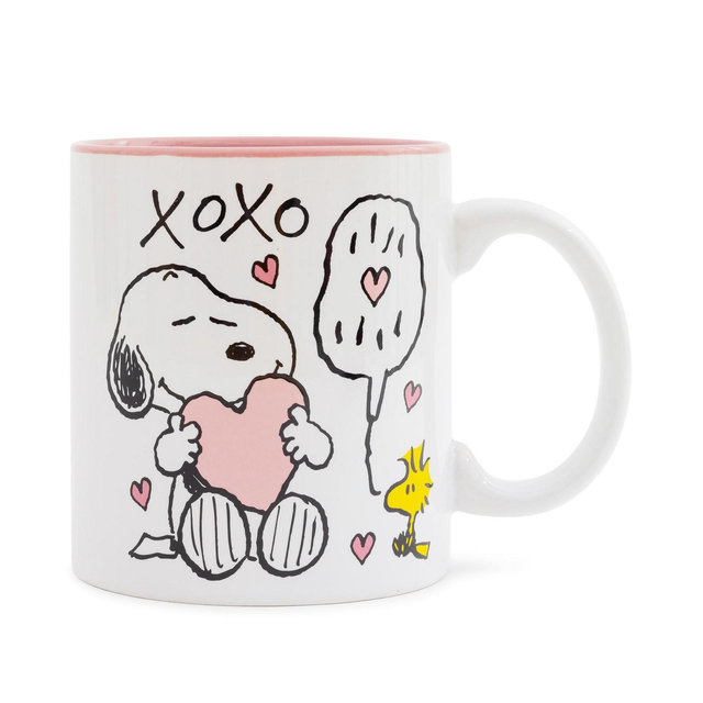 Silver Buffalo Peanuts Snoopy and Woodstock Valentine's Day "XOXO" Ceramic Mug | Hold 20 Ounces