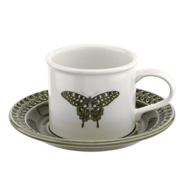 Portmeirion Botanic Garden Harmony Embossed Forest Green Breakfast Cup and Saucer