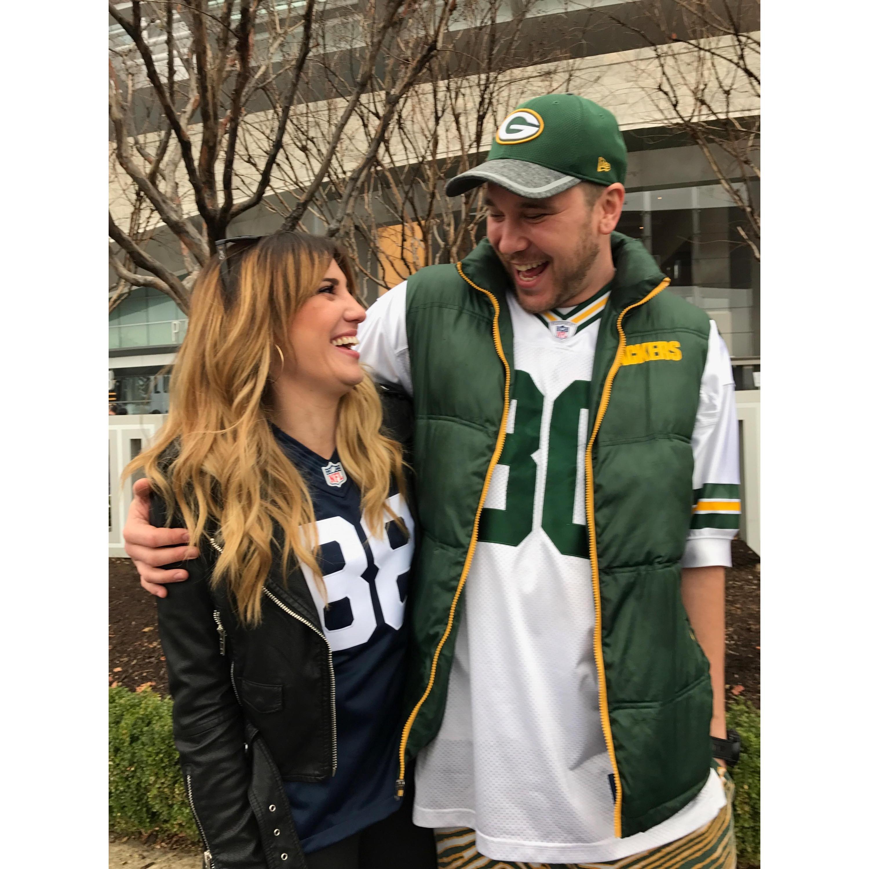 Our first trip, less than a month after being together, to Dallas for a Dallas Cowboys vs. Green Bay Packer playoff game! Talk about a house divided! This was also the first time Steph met Nick.