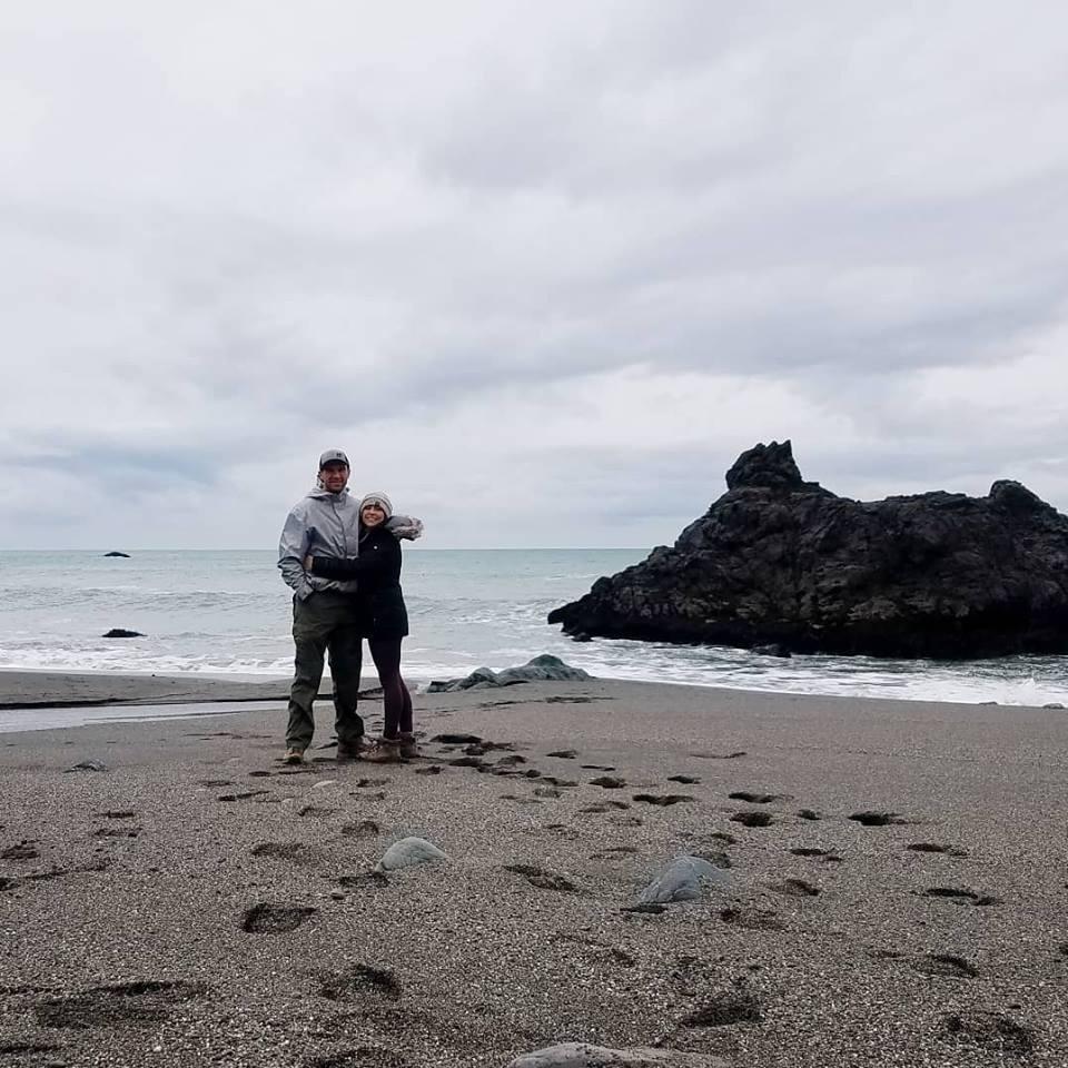 This picture was taken on our first big travel trailer trip to Bodega Bay. It rained all week, but at least we had each other!