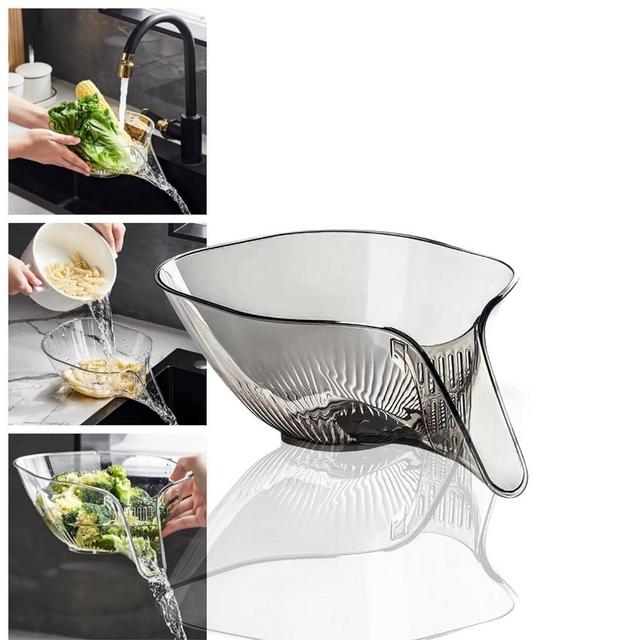MOTEERLLU Multifunctional Drain Basket with Spout, Kitchen Sink Strainer Drainage Basket Funnel for Food, Kitchen Supplies & Accessories Gadgets for Washing Vegetables & Fruits (Grey)