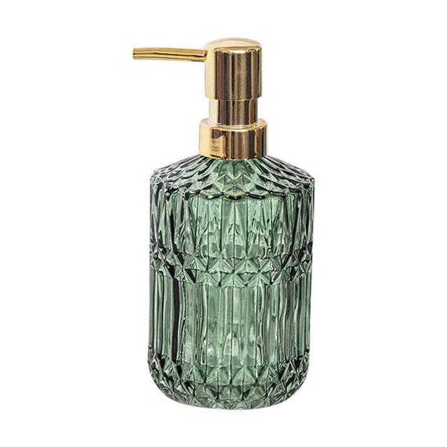 Cabilock Glass Countertop Soap Dispenser Rustproof Pump Bottle Refillable Liquid Hand Soap Container for Bathroom Kitchen Essential Oil Lotion Soap Green 400ml