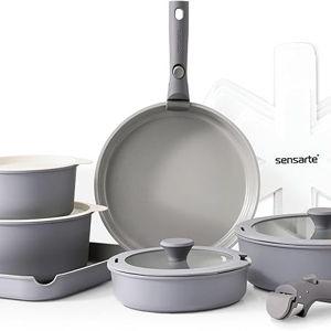 17 Piece Ceramic Pots and Pans Set,