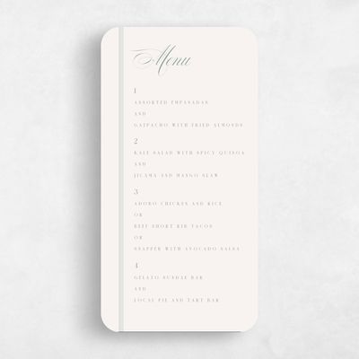 Beige Rounded Wedding Menu - Felicity