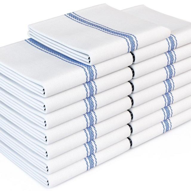 Zeppoli Classic White Kitchen Towels, 15-Pack 100% Natural Cotton Dish Towels, 14 x 25 inches Flour Sack Towels - Make Great Bar Towels