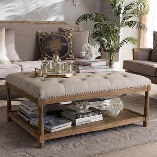 French Country Rectangular Coffee Table Ottoman