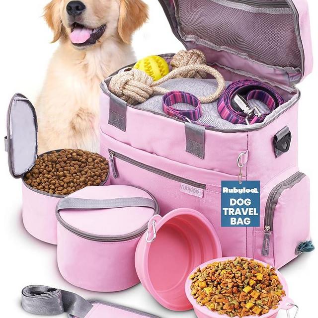 Rubyloo The Original Doggy Bag™ - Dog Travel Bag for Supplies - Dog Gifts for Dog Owners, Dog Lovers, Dog Moms, Dog Dads - Includes 2 BPA-Free Travel Dog Bowls and 2 Dog Food Travel Containers