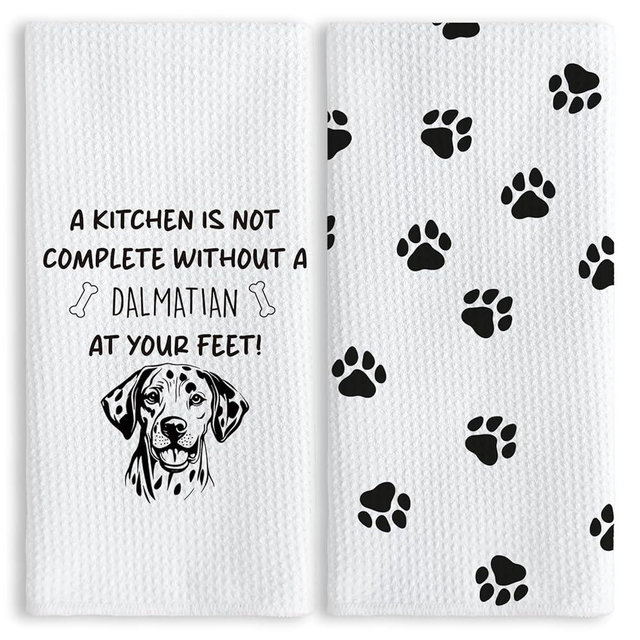 TNUW Funny Dalmatian Dog Paw Gifts Kitchen Towels 16X24In Set of 2, Dog Kitchen Hand Towels, Dog Decorative Hand Tea Dish Towels for Kitchen Bathroom Home Decor, Dog Lovers Gifts for Women