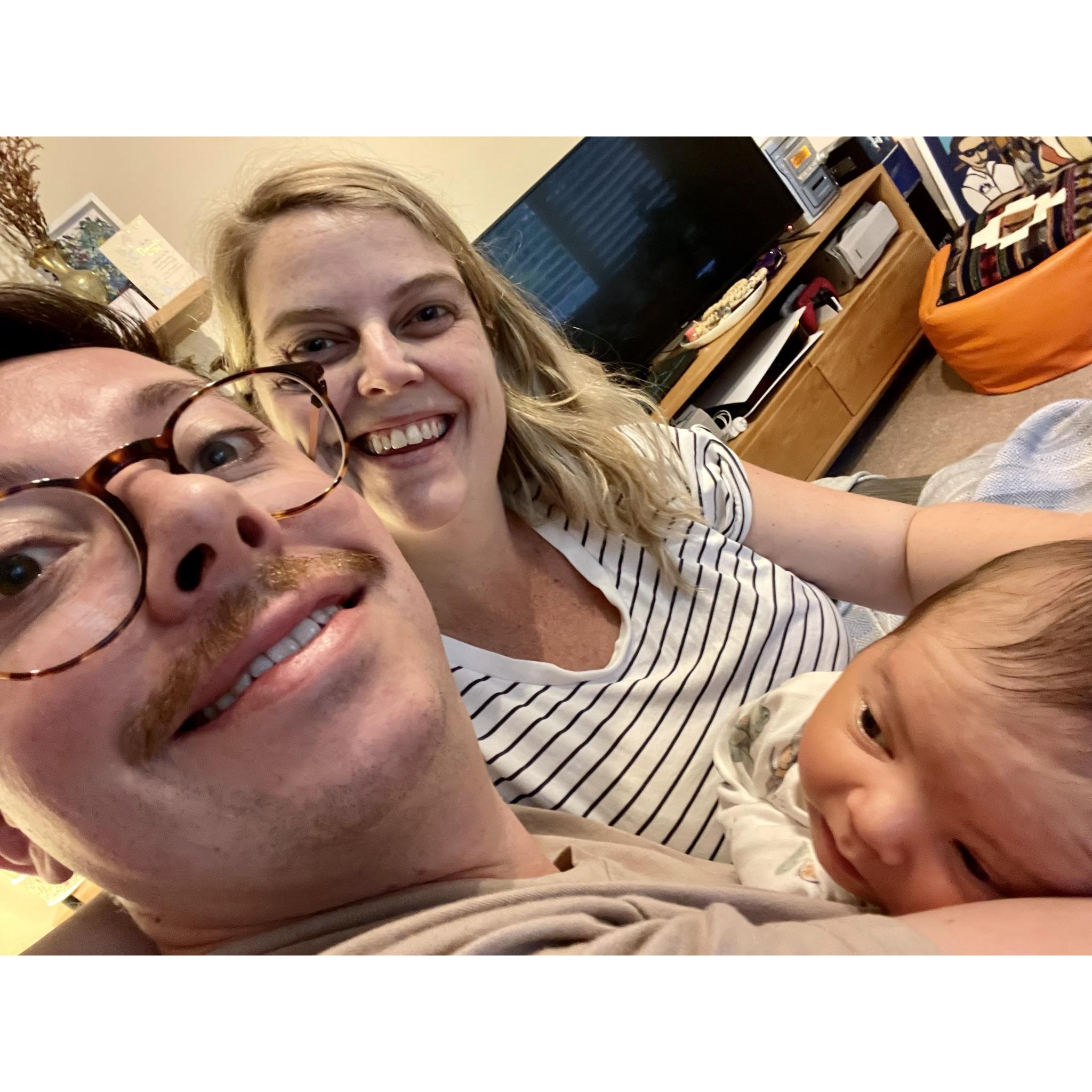 Our first photo as a family when Arthur was 1 week old - November 2021