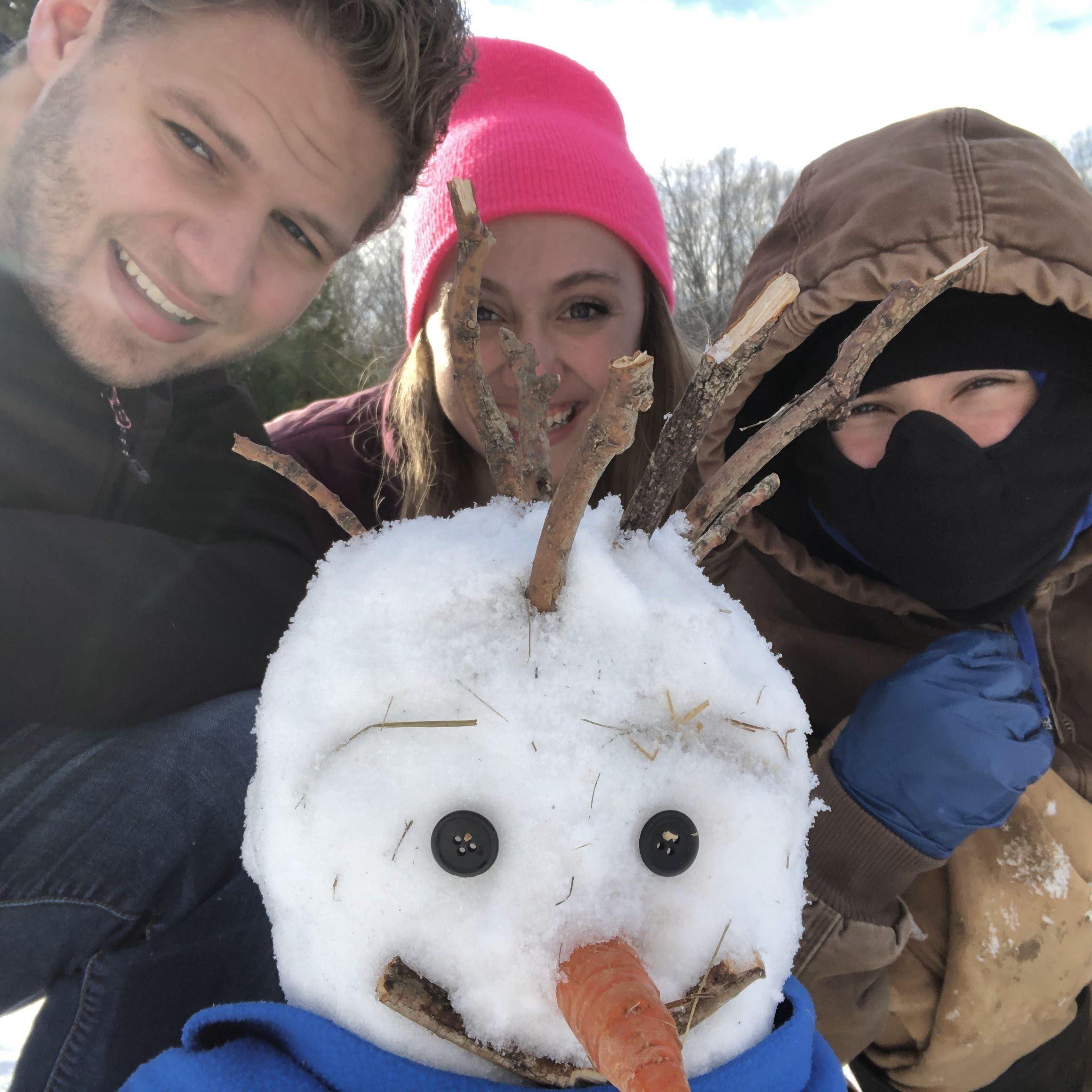Do you want to build a snowman? We did! Joy's brother Jaden helped us create our snowy friend. :)