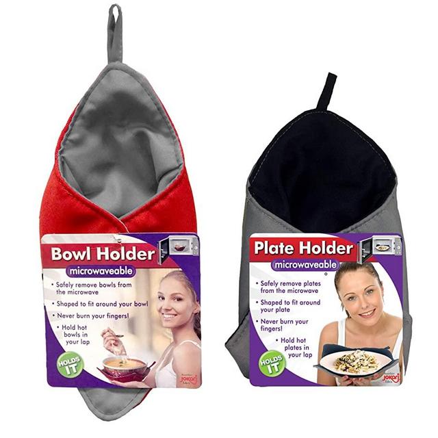 Microwavable Heat Resistant Plate and Bowl Holder Bundle Pack Protects Hands from Hot Dishes. Microwave and Washing Machine Safe Kozy for Heating Soup or Leftover Food or Meals to Eat and Watch TV.