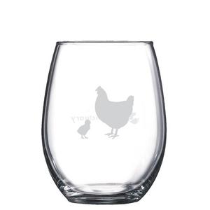 Hen and Chick Stemless Wine Glass