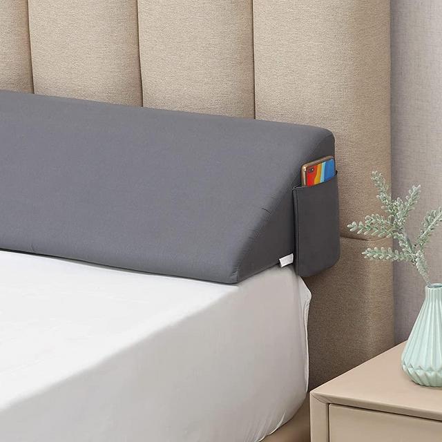 Vekkia Full Size（54"x10"x6"） Bed Wedge Pillow/Headboard Pillow/Mattress Wedge，Gap Filler to Close The Gap (0-7'') Between Headboard and Mattress （Gray）