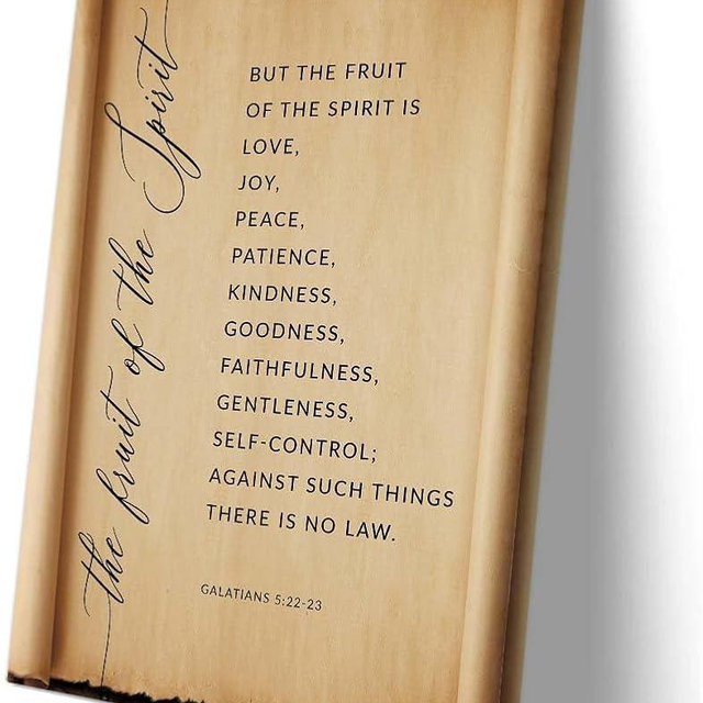 Matniger Galatians 5 22-23 Wall Art Bible Verse Poster Fruit Of The Spirit Wall Art Vintage Framed Quotes Poster Bible Scripture Motivational Posters Prints Wall Decor 12x18inches