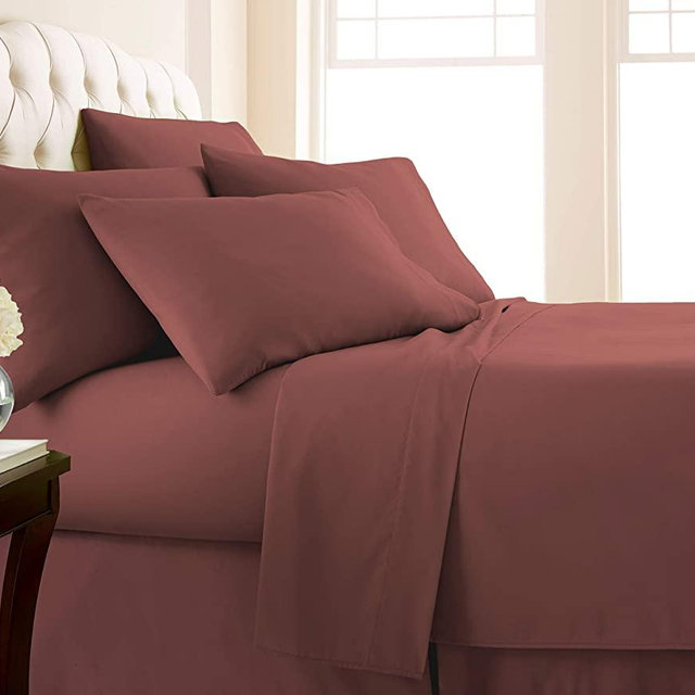Southshore Fine Living, Inc. Vilano Springs - Premium Collection 6-Piece, 21 Inch Extra-Deep Pocket Sheet Sets, Marsala, Queen
